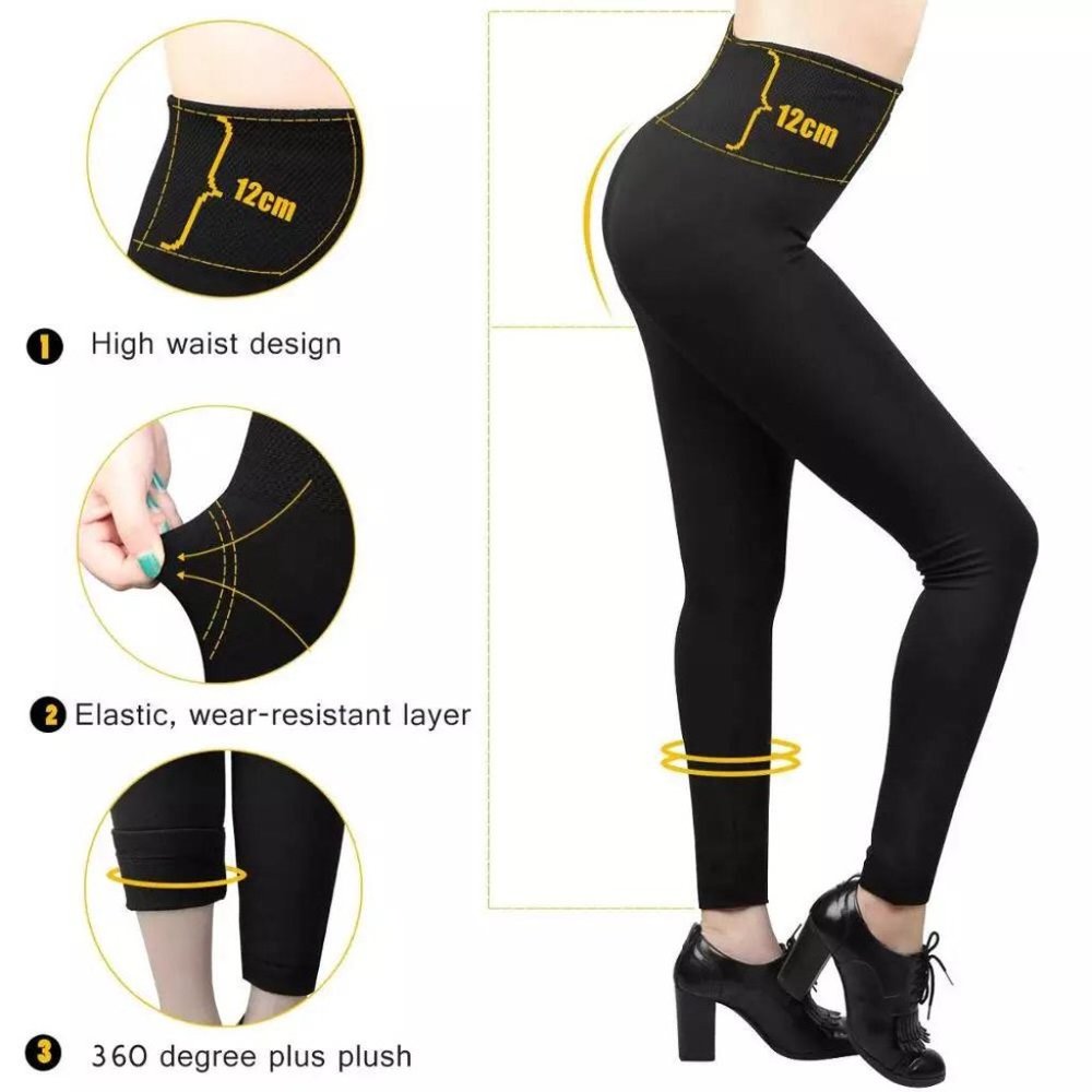Hot 6 Pack! Women’s Fleece Lined Leggings High Waist Soft Stretchy Warm Assorted - Picture 5 of 14